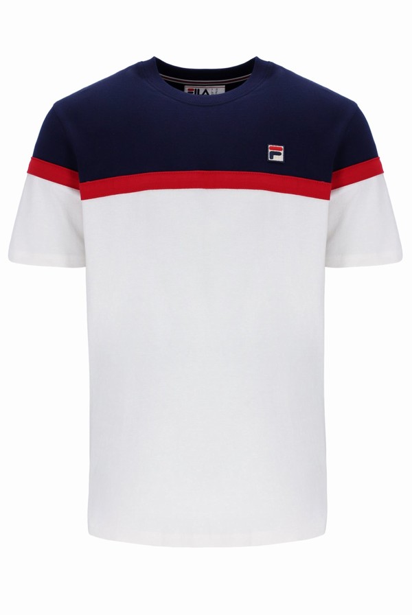 Navy / White Fila Jose Colour Block Men T-shirts | 3296ELHJA