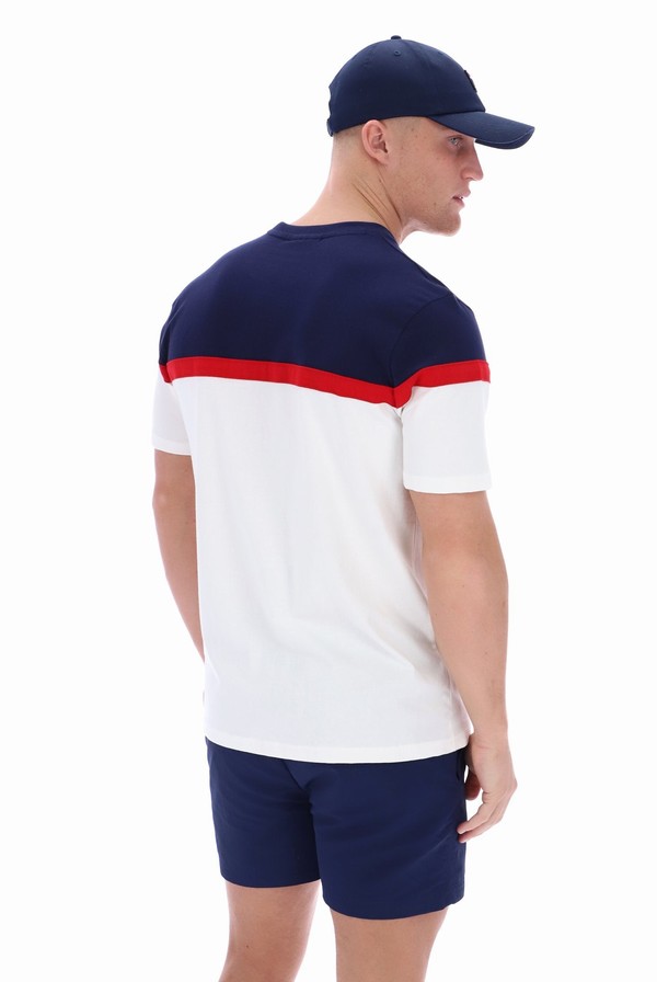 Navy / White Fila Jose Colour Block Men T-shirts | 3296ELHJA