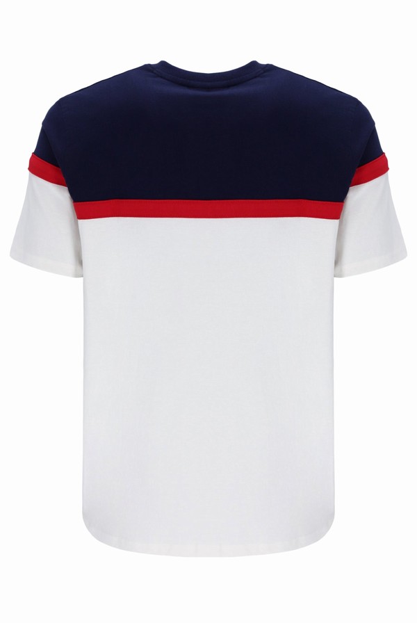 Navy / White Fila Jose Colour Block Men T-shirts | 3296ELHJA