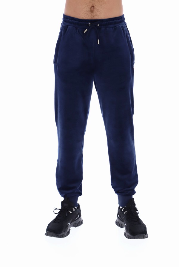 Navy / White Fila Lir Velour Men Bottoms | 4285OXYJK