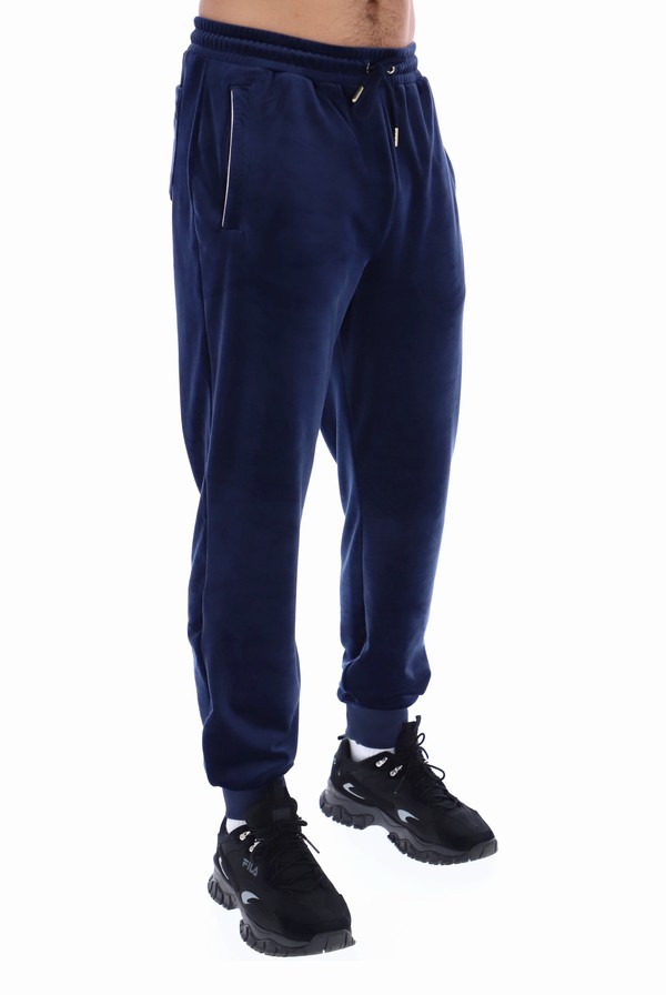 Navy / White Fila Lir Velour Men Tracksuits | 9518TGSYN