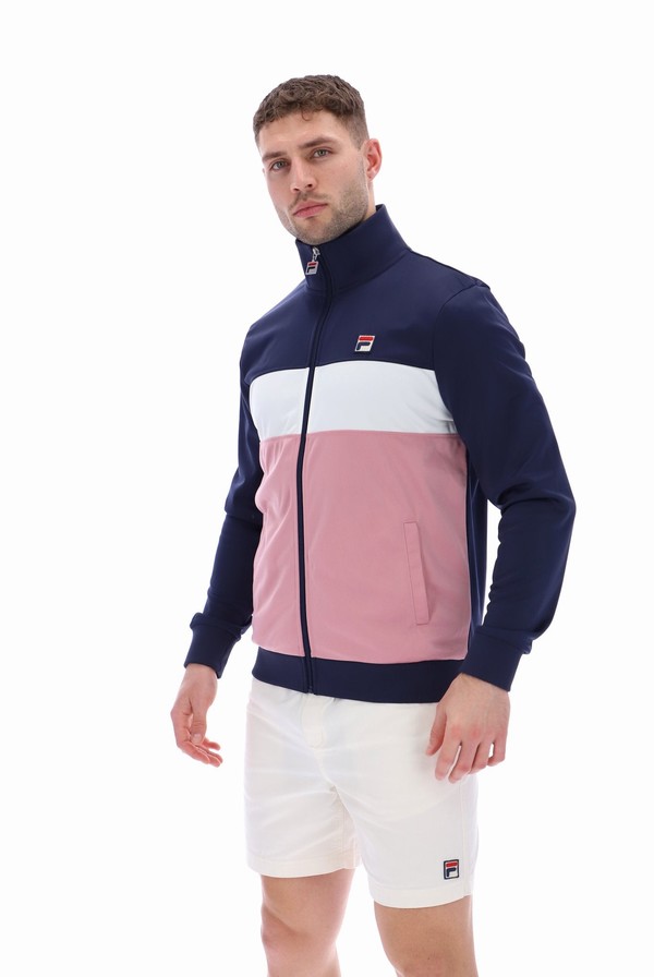 Navy / White / Pink Fila Conrad Colour Block Men Track Top | 5948FBMEK