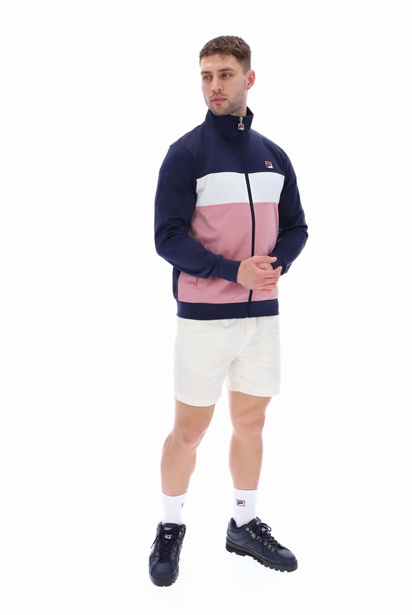 Navy / White / Pink Fila Conrad Colour Block Men Track Top | 5948FBMEK