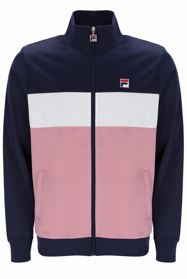 Navy / White / Pink Fila Conrad Colour Block Men Track Top | 5948FBMEK