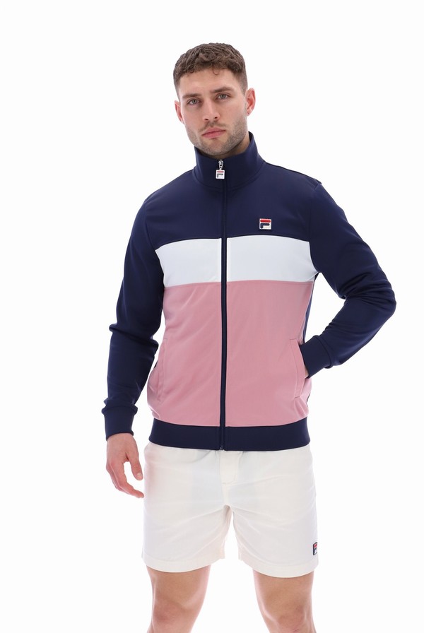 Navy / White / Pink Fila Conrad Colour Block Men Track Top | 5948FBMEK