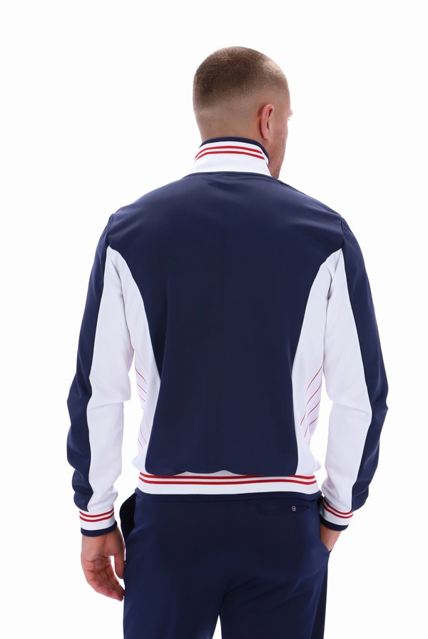 Navy / White / Red Fila Manne Settanta Inspired Zip Men Jackets | 2964QXRMS