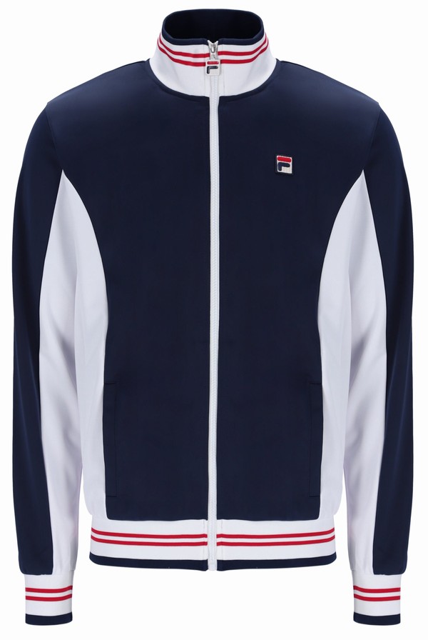 Navy / White / Red Fila Manne Settanta Inspired Zip Men Jackets | 2964QXRMS