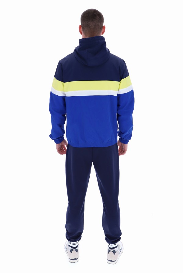 Navy / Yellow Fila Shaan Colour Block Zip Up Men Hoodie | 5231VBIRO