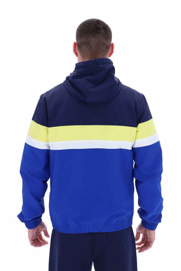 Navy / Yellow Fila Shaan Colour Block Zip Up Men Hoodie | 5231VBIRO