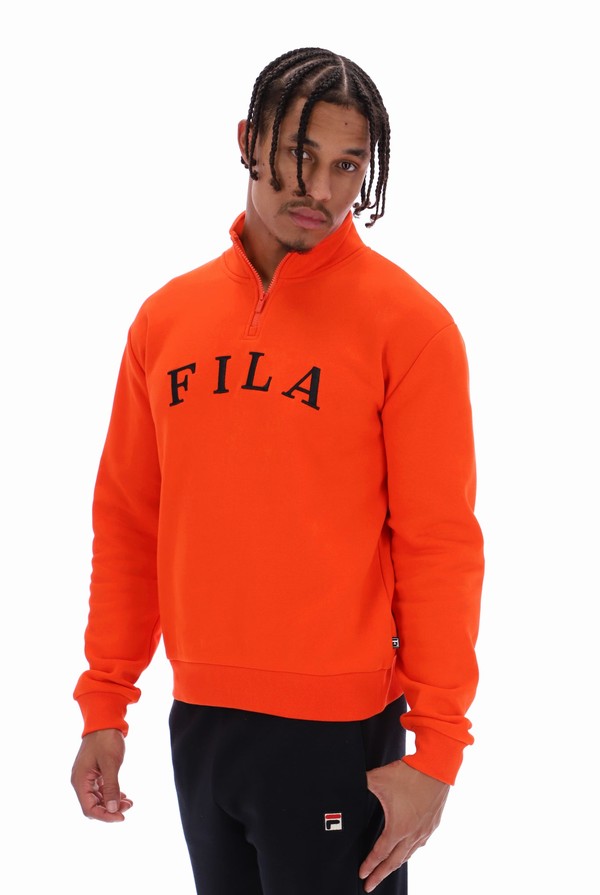 Orange Fila Madox Dropped Shoulder Men Sweatshirts | 4582EQLSN