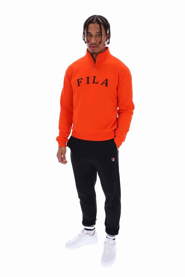 Orange Fila Madox Dropped Shoulder Men Sweatshirts | 4582EQLSN