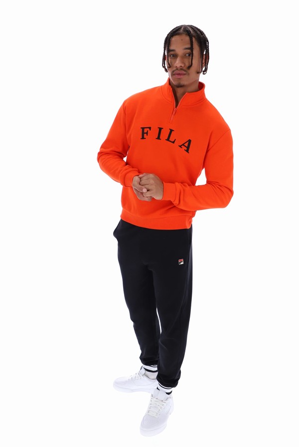 Orange Fila Madox Dropped Shoulder Men Sweatshirts | 4582EQLSN