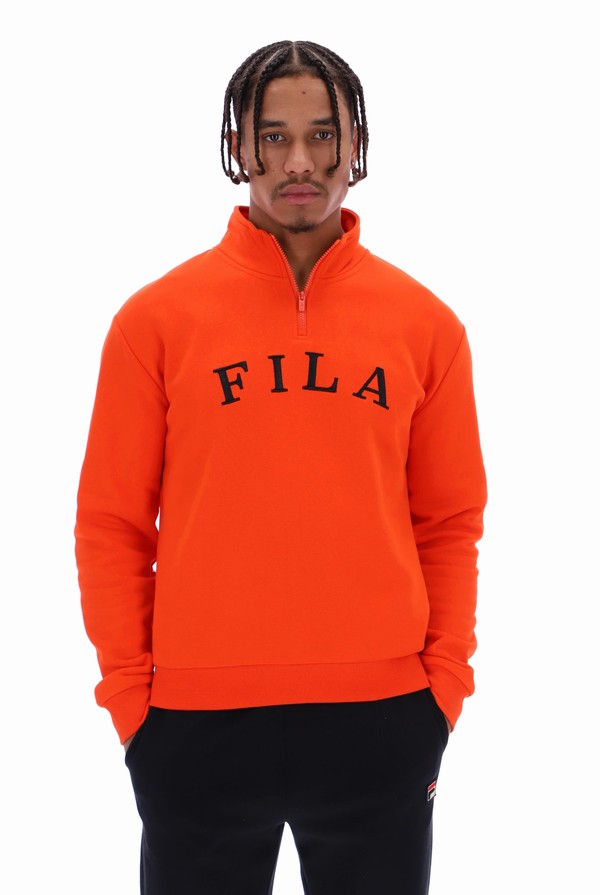 Orange Fila Madox Dropped Shoulder Men Sweatshirts | 4582EQLSN