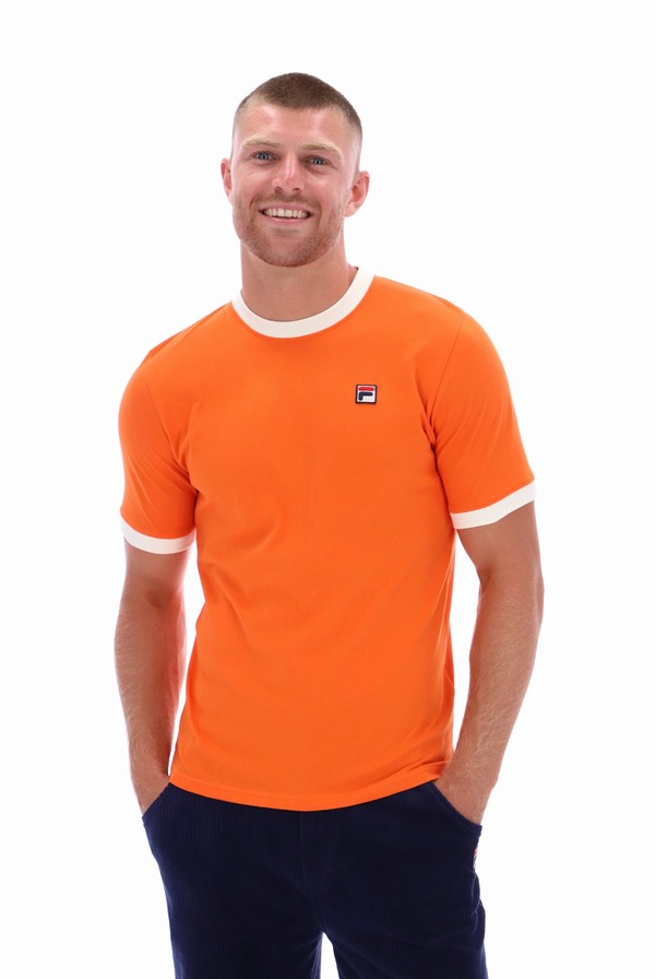 Orange Fila Marconi Essential Ringer Men T-shirts | 3250SYUME