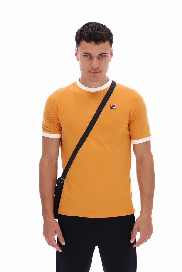 Orange Fila Marconi Essential Ringer Men T-shirts | 8912MOWEA