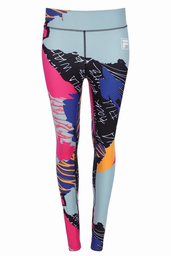 Pink Fila Allover Print Women Leggings | 2435TQAFL