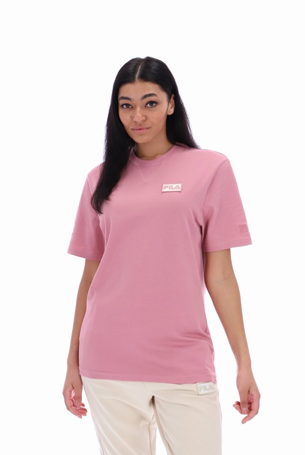 Pink Fila Benjiman Sleeve Men T-shirts | 8751WVJHE