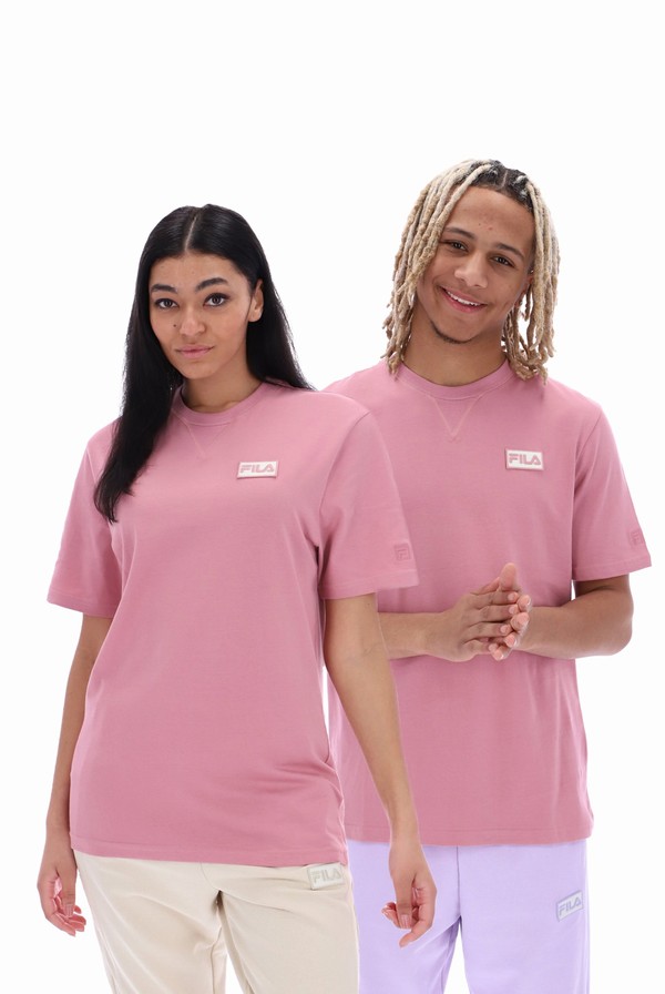 Pink Fila Benjiman Sleeve Men T-shirts | 8751WVJHE