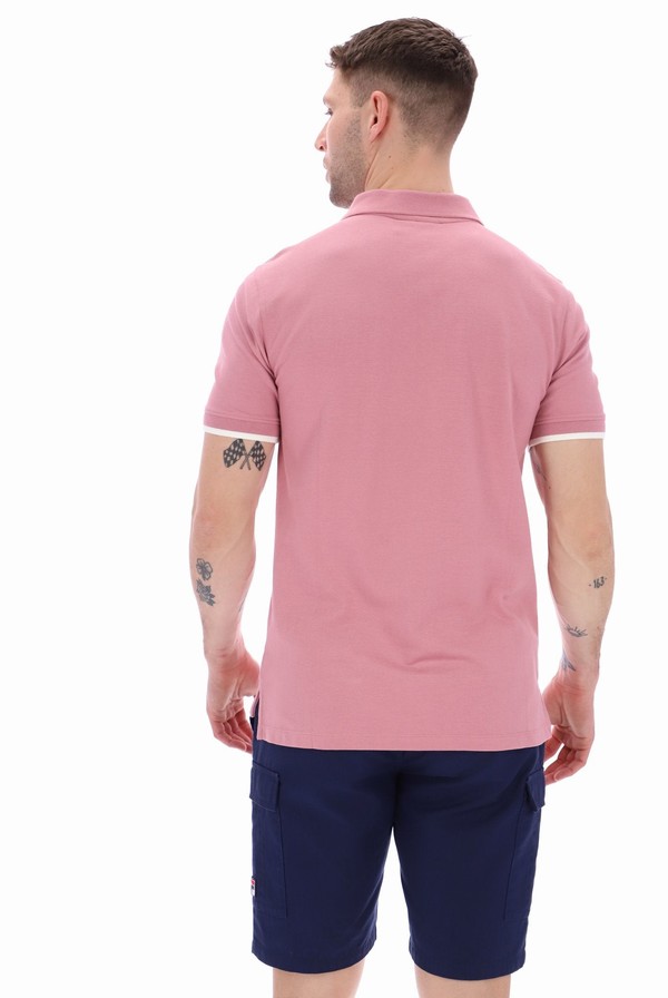 Pink Fila Custom Two Button Tipped Rib Basic Men Polo Shirts | 6581EXCTH