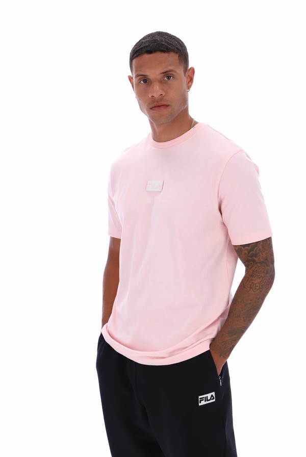 Pink Fila Dax Sleeve Men T-shirts | 8351CUYFB