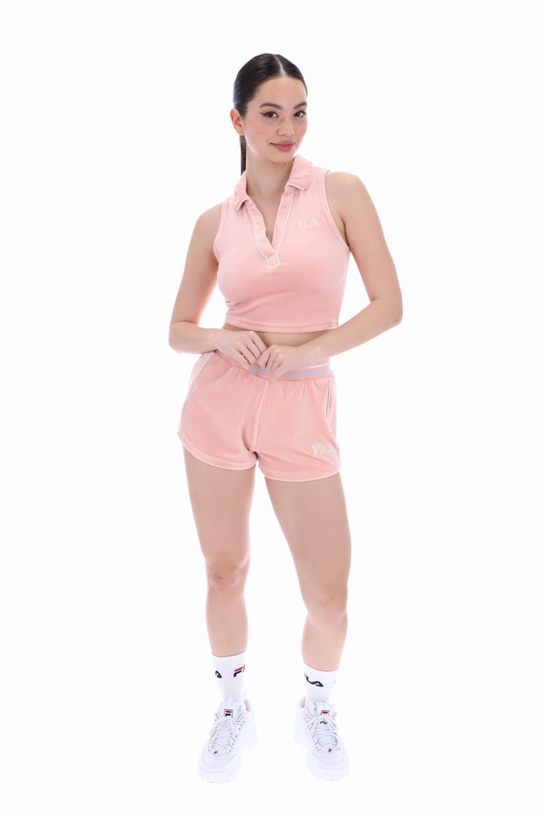 Pink Fila Frenca Collar Style Women Co-ords | 6581RJCHD