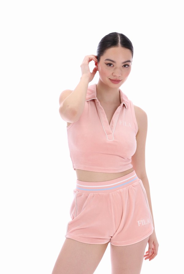 Pink Fila Frenca Collar Style Women Tops | 5910OGNWY