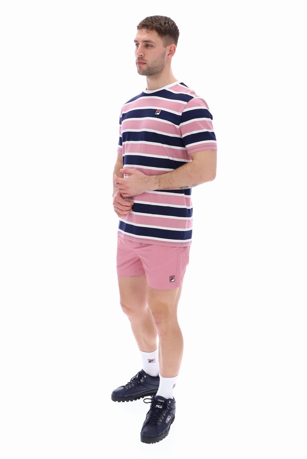 Pink Fila Grayson Yarn Dye Stripe Men T-shirts | 5190ZVIAK