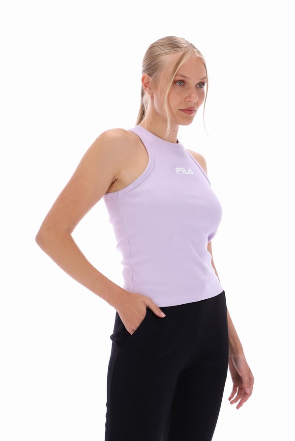 Pink Fila Hilde Racer Cropped Women Vest | 0391OZQXY