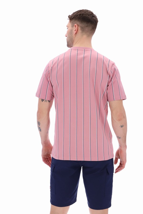 Pink Fila Lee Pin Striped Men T-shirts | 8324RZPWG