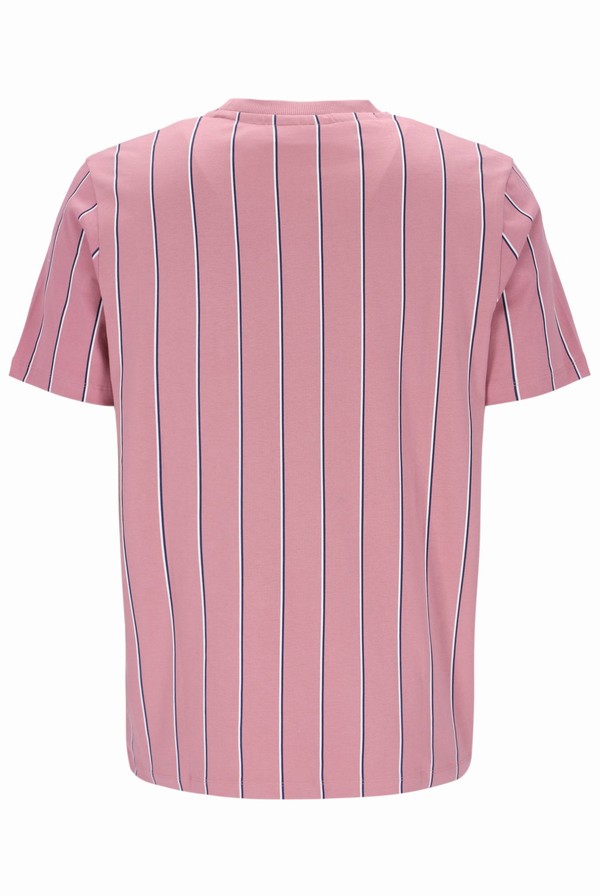 Pink Fila Lee Pin Striped Men T-shirts | 8324RZPWG