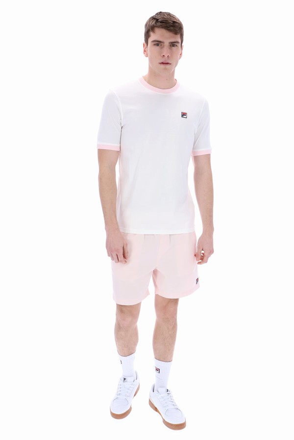 Pink Fila Marconi Essential Ringer Men T-shirts | 6729KIUOP