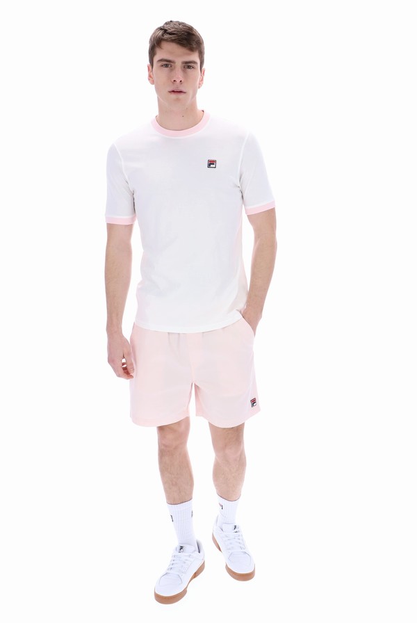 Pink Fila Marconi Essential Ringer Men T-shirts | 6729KIUOP