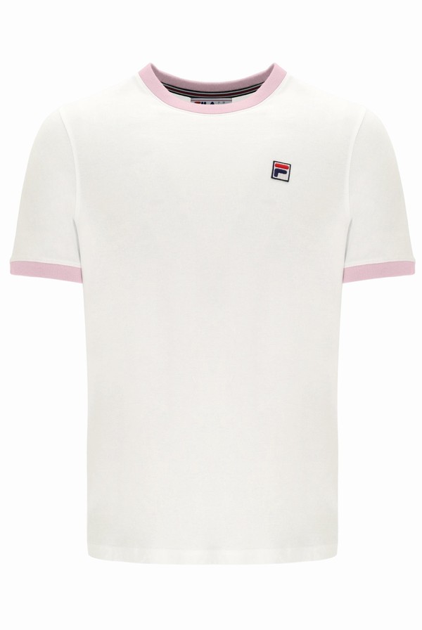 Pink Fila Marconi Essential Ringer Men T-shirts | 6729KIUOP