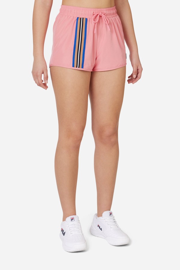 Pink Fila Tape Detail Women Shorts | 6401NJYQS