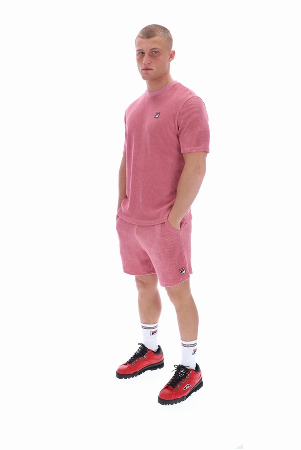 Pink Fila Tatum Drop Needle Terry Men Tracksuits | 6013NTPEQ