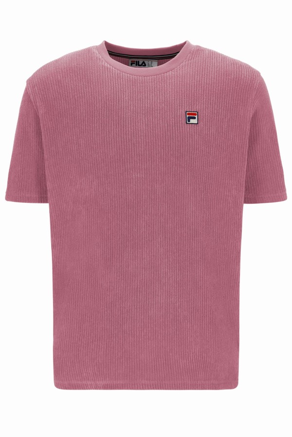 Pink Fila Tatum Drop Needle Terry Men T-shirts | 4091ULXKH