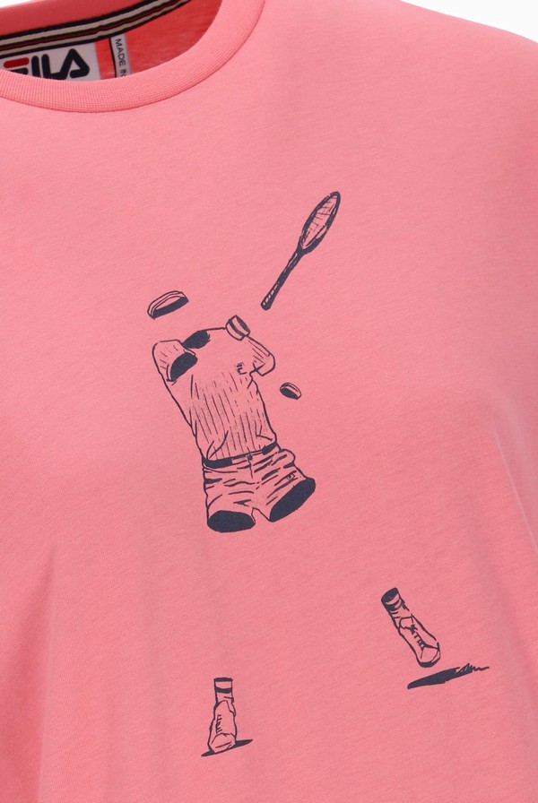 Pink Fila Tennis Player Graphic Men T-shirts | 1405AILWC