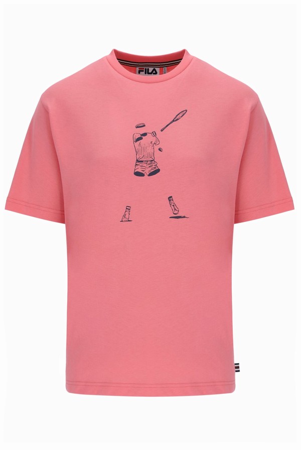 Pink Fila Tennis Player Graphic Men T-shirts | 1405AILWC