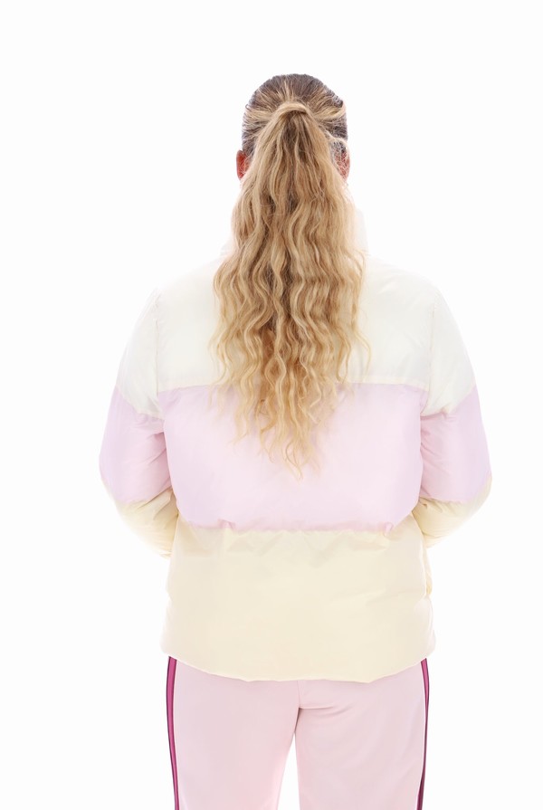 Pink / Light Yellow Fila Greer Quilted Women Jackets | 2196OSMRQ