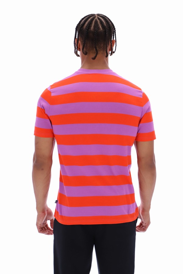 Purple Fila Barney Oversized Striped Men T-shirts | 0148QSKEO