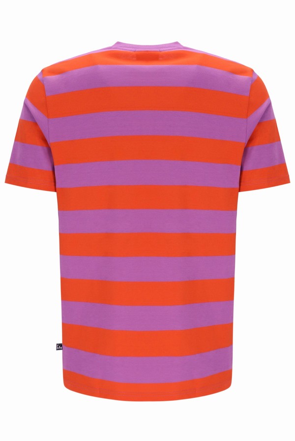 Purple Fila Barney Oversized Striped Men T-shirts | 0148QSKEO