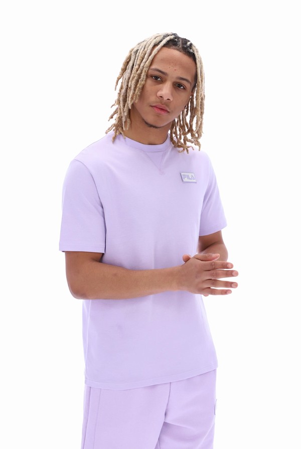 Purple Fila Benjiman Sleeve Men T-shirts | 9614EQLPH