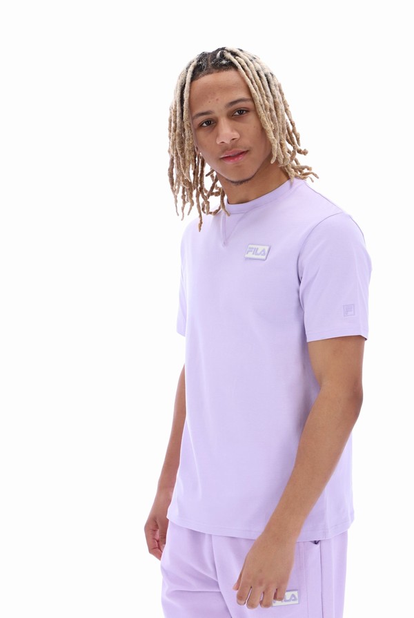 Purple Fila Benjiman Sleeve Men T-shirts | 9614EQLPH