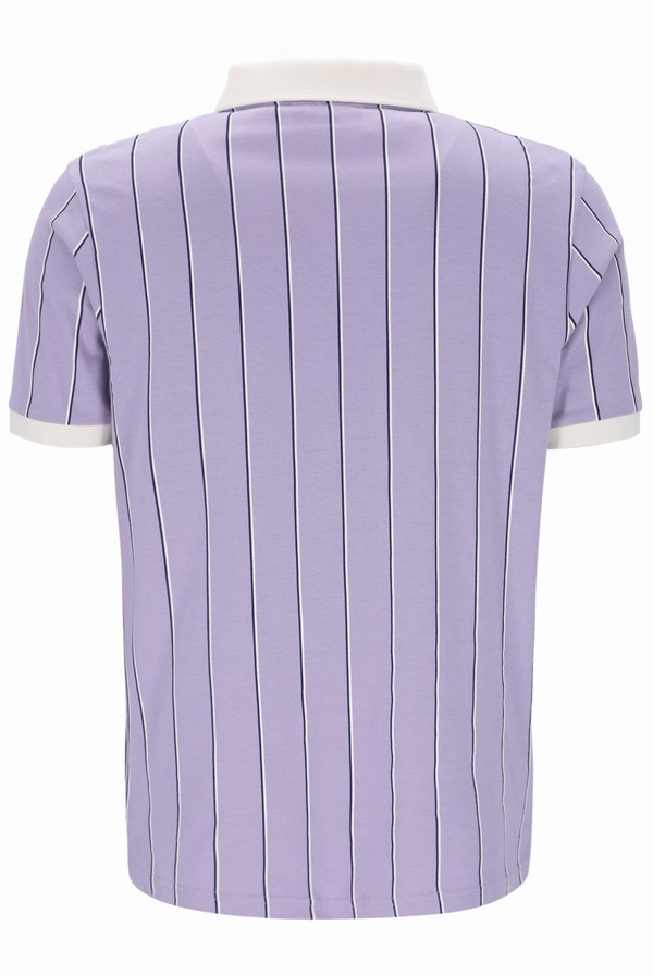 Purple Fila Brett Double Stripe BB1 Men Polo Shirts | 5938MTCFZ