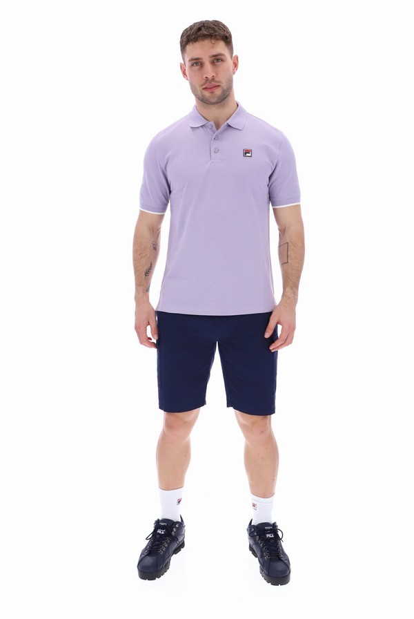 Purple Fila Custom Two Button Tipped Rib Basic Men Polo Shirts | 5316JZOTU