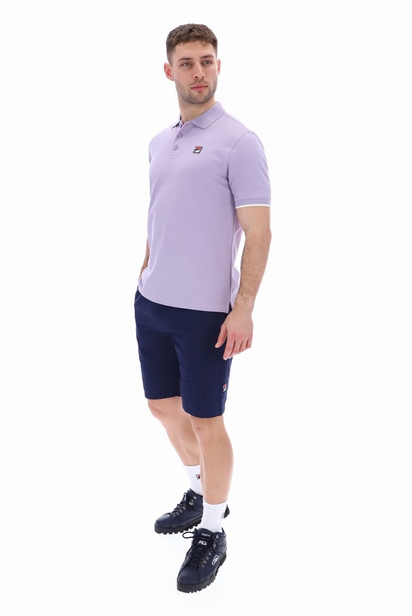 Purple Fila Custom Two Button Tipped Rib Basic Men Polo Shirts | 5316JZOTU