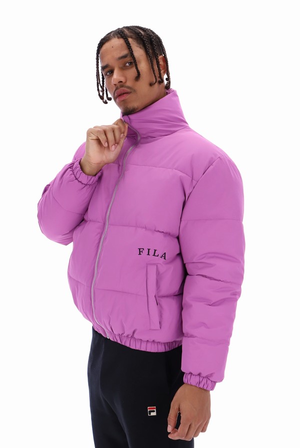 Purple Fila Delta Solid Puffer Men Jackets | 6321MFTBV