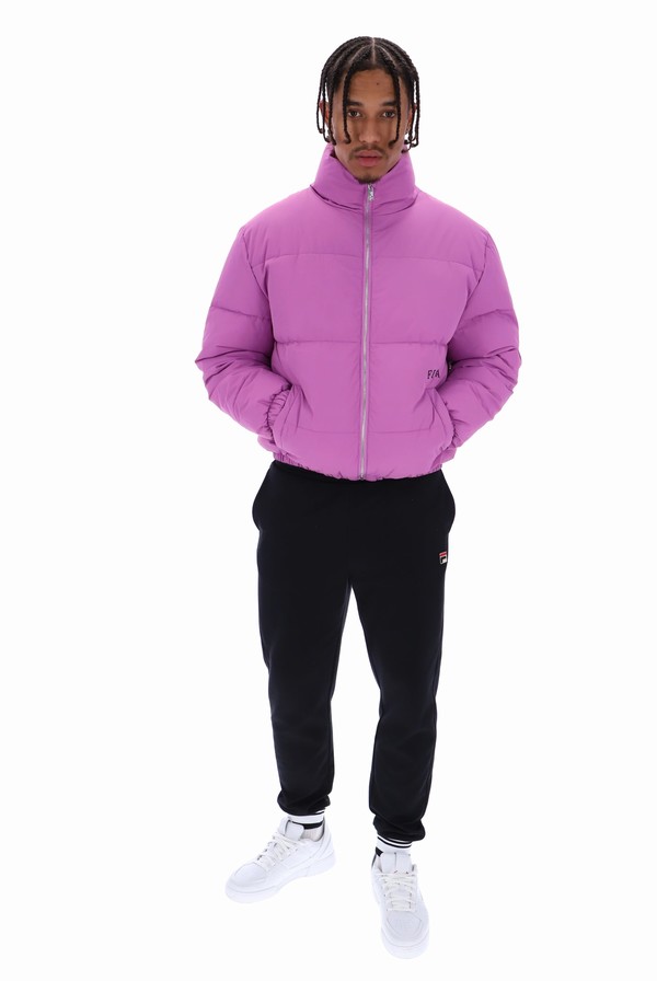 Purple Fila Delta Solid Puffer Men Jackets | 6321MFTBV