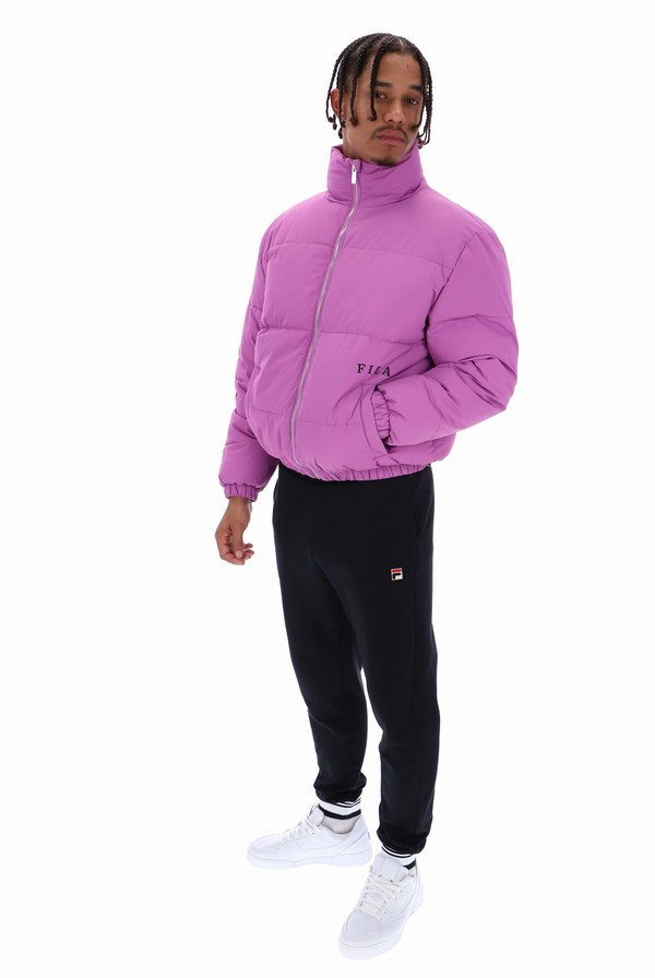 Purple Fila Delta Solid Puffer Men Jackets | 6321MFTBV