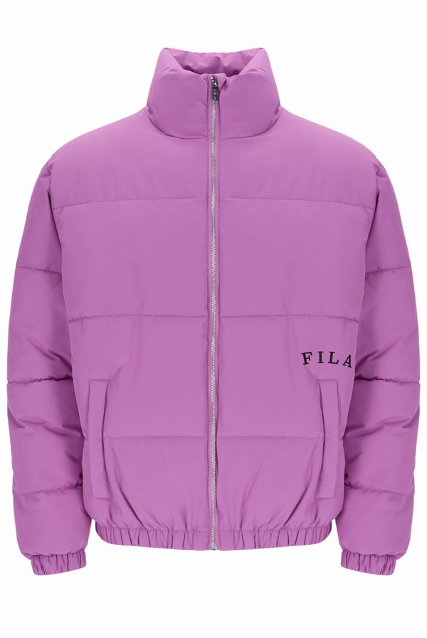 Purple Fila Delta Solid Puffer Men Jackets | 6321MFTBV